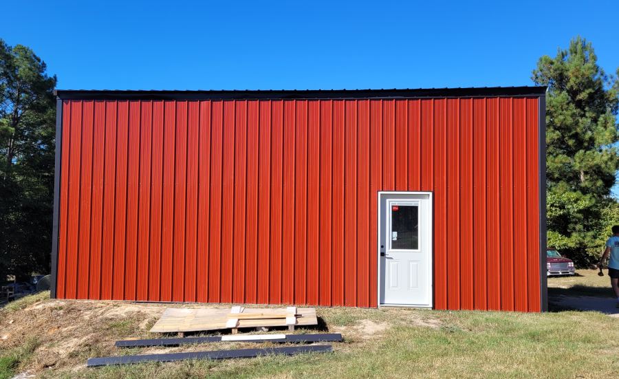 Red Metal Building - Simple Design built by J&A Construction Monroe Louisiana 228-627-2564